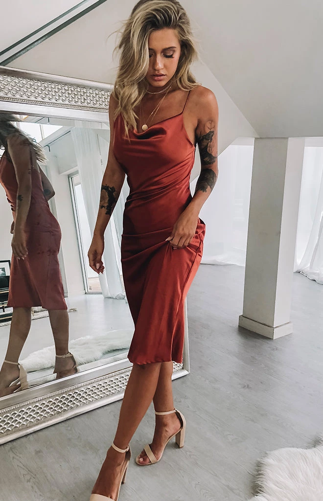 Beginning Boutique Schiffer Slip Midi Dress Rust Dresses 8 Beginning Boutique Schiffer Slip Midi Dress Rust Dresses