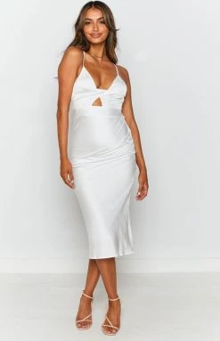 Beginning Boutique Dresses Ari Twist Satin Midi Dress White 13 Beginning Boutique Dresses Ari Twist Satin Midi Dress White