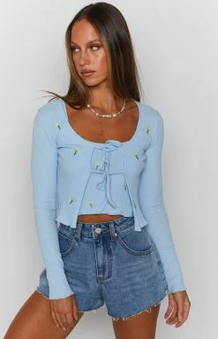 Beginning Boutique Young Hearts Ribbed Tie Top And Cami Set Blue