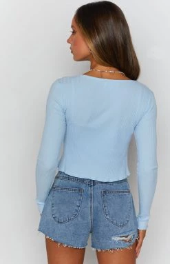 Beginning Boutique Young Hearts Ribbed Tie Top And Cami Set Blue