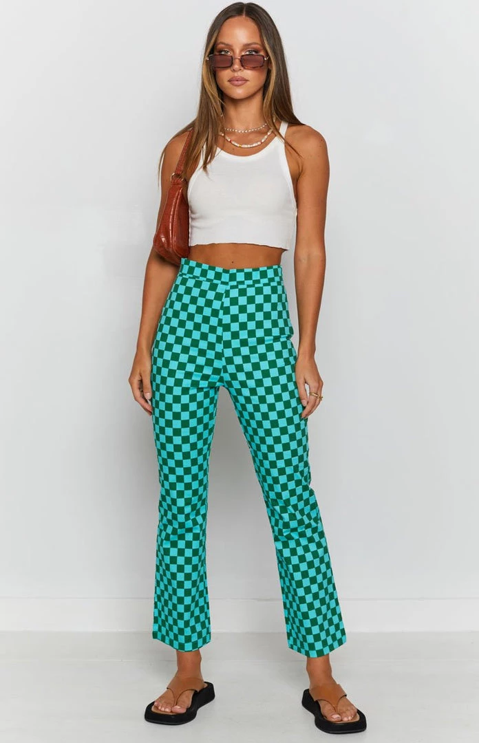 Beginning Boutique Lorelai Check Pant Green Bottoms 6 Beginning Boutique Lorelai Check Pant Green Bottoms