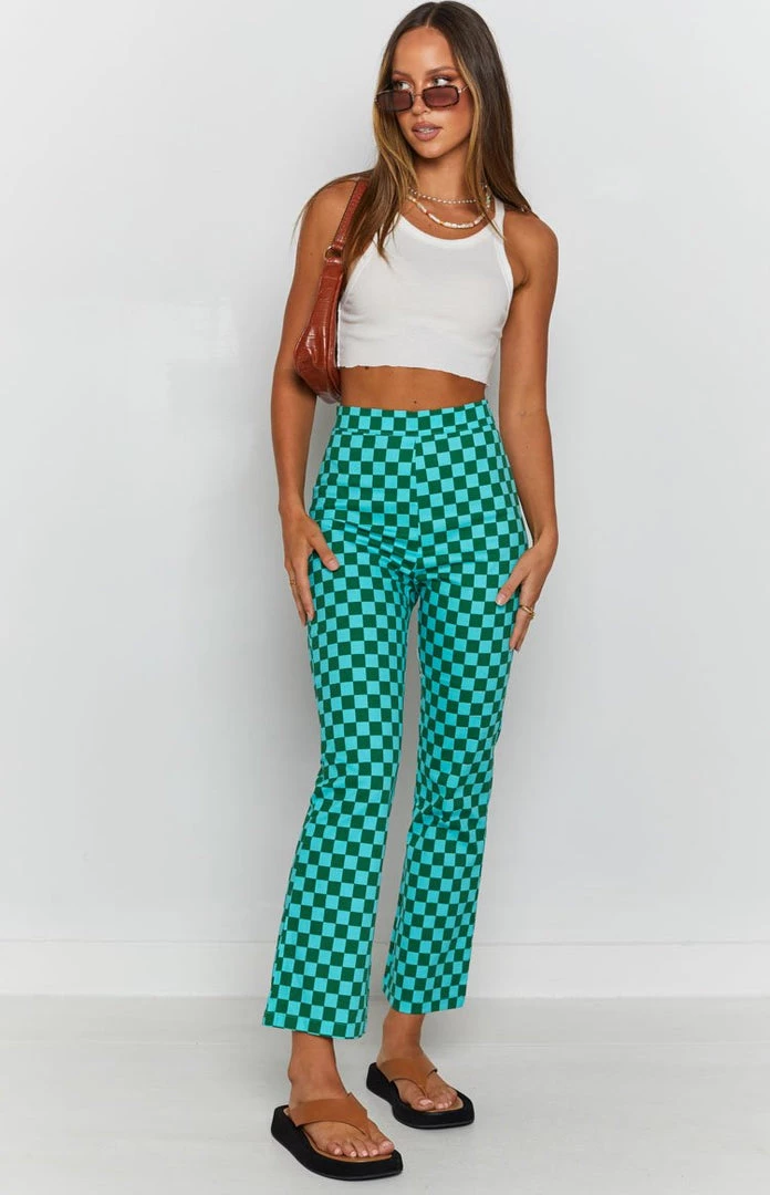 Beginning Boutique Lorelai Check Pant Green Bottoms 7 Beginning Boutique Lorelai Check Pant Green Bottoms