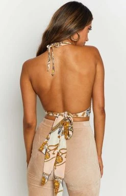 Beginning Boutique Baby Face Chain Print Halter Top White Tops 15 Beginning Boutique Baby Face Chain Print Halter Top White Tops