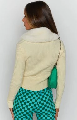 Beginning Boutique Blizzard Collared Ribbed Cardi Cream