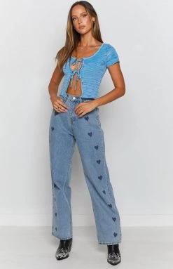 Beginning Boutique Elia Knitted Tie Top Blue