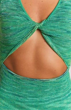 Beginning Boutique Maliah Twist Front Mini Dress Green