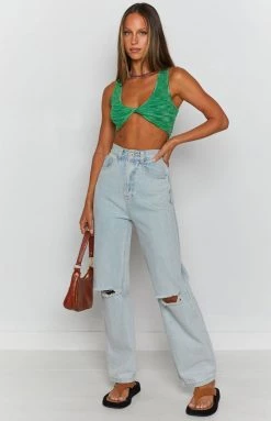 Beginning Boutique Amari Twist Front Top Green