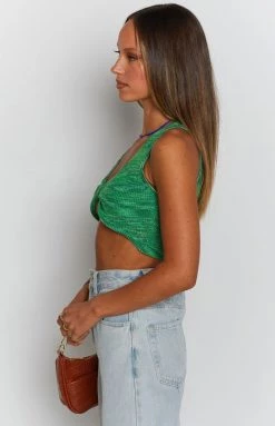 Beginning Boutique Amari Twist Front Top Green