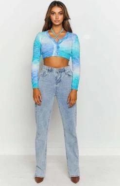 Beginning Boutique Viviana Spacedye Crop Cardigan Blue 13 Beginning Boutique Viviana Spacedye Crop Cardigan Blue