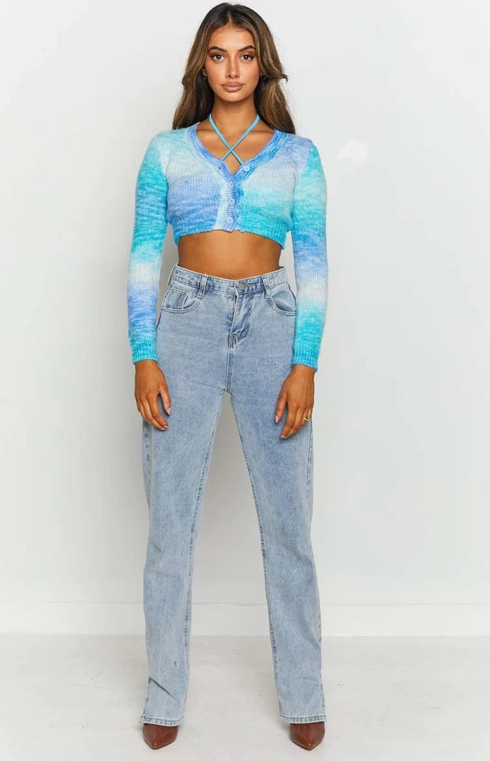 Beginning Boutique Viviana Spacedye Crop Cardigan Blue 4 Beginning Boutique Viviana Spacedye Crop Cardigan Blue