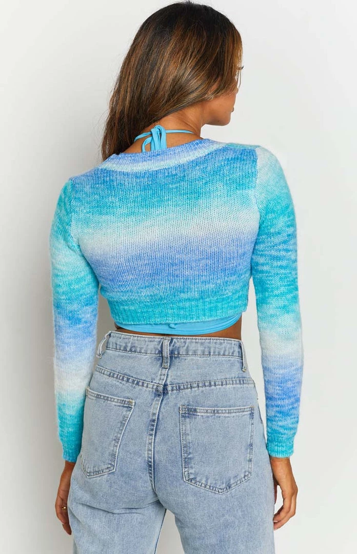 Beginning Boutique Viviana Spacedye Crop Cardigan Blue 7 Beginning Boutique Viviana Spacedye Crop Cardigan Blue