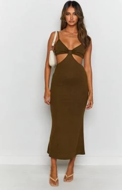 Beginning Boutique Catalina Cut Out Midi Dress Sage