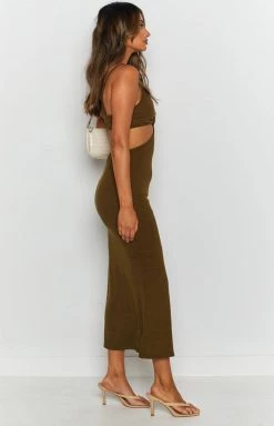 Beginning Boutique Catalina Cut Out Midi Dress Sage