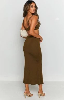 Beginning Boutique Catalina Cut Out Midi Dress Sage