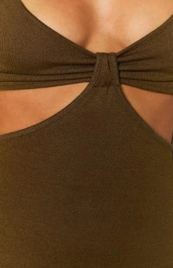 Beginning Boutique Catalina Cut Out Midi Dress Sage