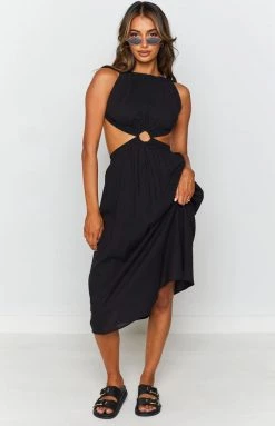 Beginning Boutique Odessa Backless Midi Dress Black Dresses