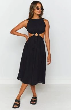 Beginning Boutique Odessa Backless Midi Dress Black Dresses