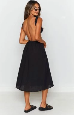 Beginning Boutique Odessa Backless Midi Dress Black Dresses