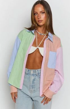 Beginning Boutique Tops Moreton Striped Shirt Orange 12 Beginning Boutique Tops Moreton Striped Shirt Orange