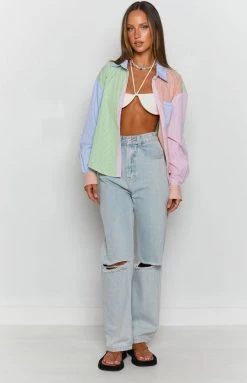 Beginning Boutique Tops Moreton Striped Shirt Orange 13 Beginning Boutique Tops Moreton Striped Shirt Orange