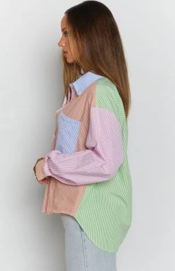 Beginning Boutique Tops Moreton Striped Shirt Orange 14 Beginning Boutique Tops Moreton Striped Shirt Orange