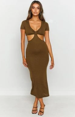 Beginning Boutique Dresses Romania Cut Out Midi Dress Khaki 9 Beginning Boutique Dresses Romania Cut Out Midi Dress Khaki