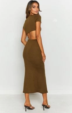 Beginning Boutique Dresses Romania Cut Out Midi Dress Khaki 12 Beginning Boutique Dresses Romania Cut Out Midi Dress Khaki
