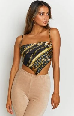 Beginning Boutique Tops Money Bag Scarf Top Black