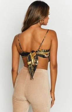 Beginning Boutique Tops Money Bag Scarf Top Black