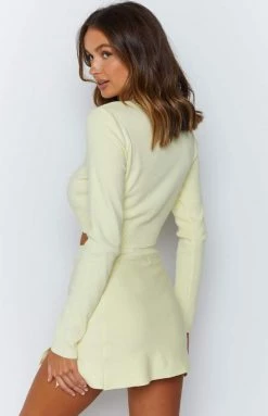 Beginning Boutique Tops All Mine Long Sleeve Knit Crop Yellow