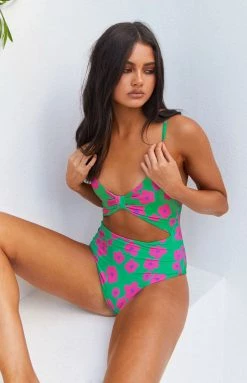 Swimwear 9.0 Swim Jada Cut Out One Piece Green Floral