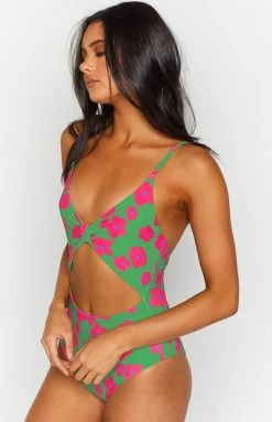 Swimwear 9.0 Swim Jada Cut Out One Piece Green Floral