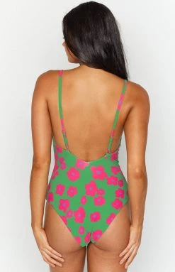 Swimwear 9.0 Swim Jada Cut Out One Piece Green Floral