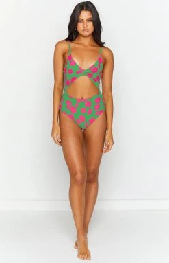 Swimwear 9.0 Swim Jada Cut Out One Piece Green Floral