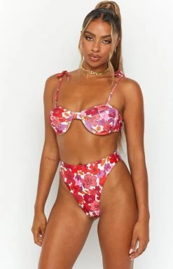 9.0 Swim Jamilla Pink Floral Bikini Top Tops