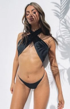 9.0 Swim Mangolia Wrap Bikini Top Black Tops