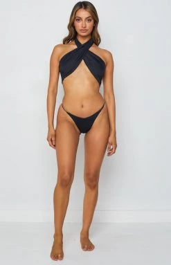 9.0 Swim Mangolia Wrap Bikini Top Black Tops