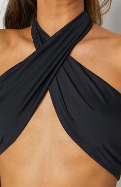 9.0 Swim Mangolia Wrap Bikini Top Black Tops