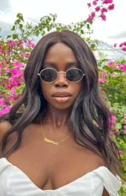 Eclat Accessories 90s Round Metal Gold Sunglasses