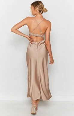 Beginning Boutique Dresses Taleah Cut Out Maxi Dress Mocha