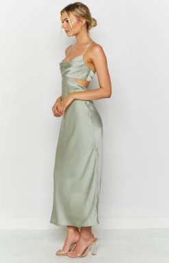 Beginning Boutique Taleah Cut Out Maxi Dress Sage