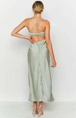 Beginning Boutique Taleah Cut Out Maxi Dress Sage