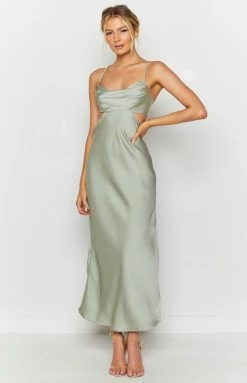 Beginning Boutique Taleah Cut Out Maxi Dress Sage