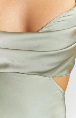 Beginning Boutique Taleah Cut Out Maxi Dress Sage