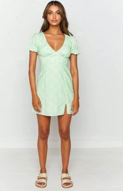Beginning Boutique New Tones Mini Dress Floral Green
