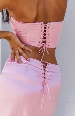 BB Exclusive Abbey Pink Satin Corset Top
