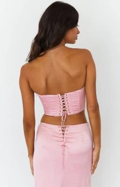 BB Exclusive Abbey Pink Satin Corset Top