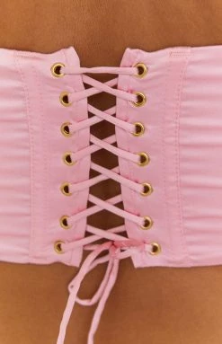 BB Exclusive Abbey Pink Satin Corset Top
