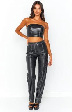 BB Exclusive Addie Black PU Pants Bottoms