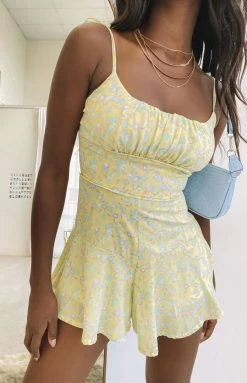 BB Exclusive Extended Sizes Adore You Playsuit Yellow Floral